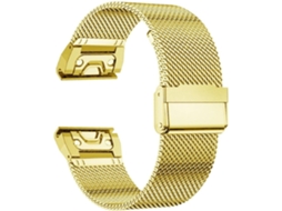 Bracelete em Malha de Aço Flexível para Garmin Fenix 7 Pro Sapphire Solar Dourado VEANXIN