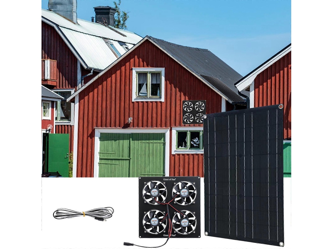 Ventilador Solar De 3000 Cfm, Painel Solar De 30 W, 4 Motores Para Galinheiro, Sótão, Trailer, Ventilador Solar Utilitário Olysi Shop