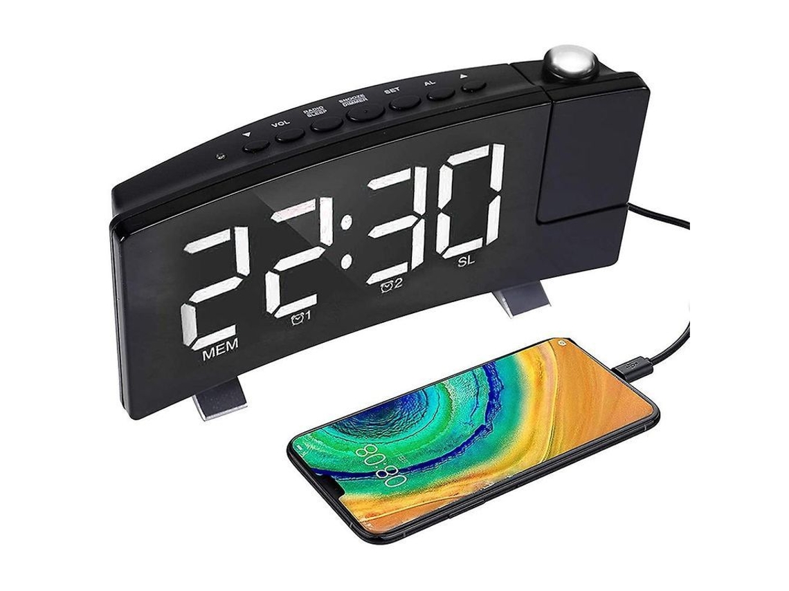 Reloj Despertador Digital 2025 Con Proyección Rotable 180, 4 Niveles De Brillo, Cargador Usb Y Radio Fm Para Dormitorio