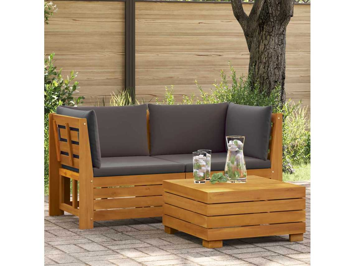 Vidaxl 2 Peça Conjunto De Lounge De Jardim Madeira Sólida De Acácia
