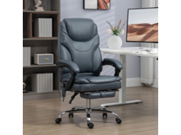 Cadeira De Massagem 6 Pontos Vibração, Couro Pu, Apoio Para Os Pés, 67x67x121 Cm, Cinza
