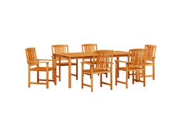 Conjunto 7 Conjunto De Jantar Para Jardim Vidaxl Castanho Madeira De Acácia Maciça (180 X 90 X 75 Cm)