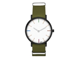 Relógio unissex da moda com pulseira de nylon, mostrador redondo, quartzo, verde militar, Zhoulianfa