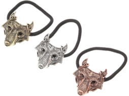 Elásticos de cabelo retrô em metal com cabeça de lobo, conjunto de 3