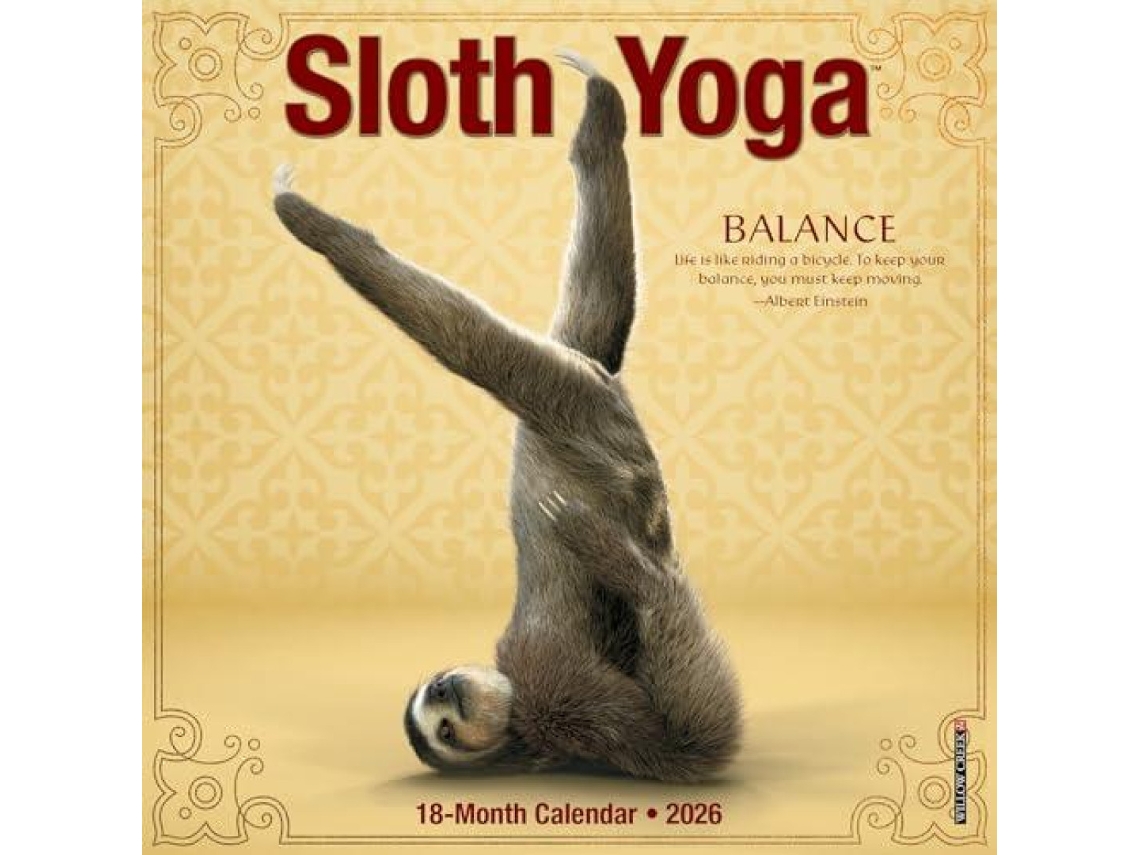 Livro Sloth Yoga 2026 Mini Wall Calendar de Willow Creek Press (Inglês)