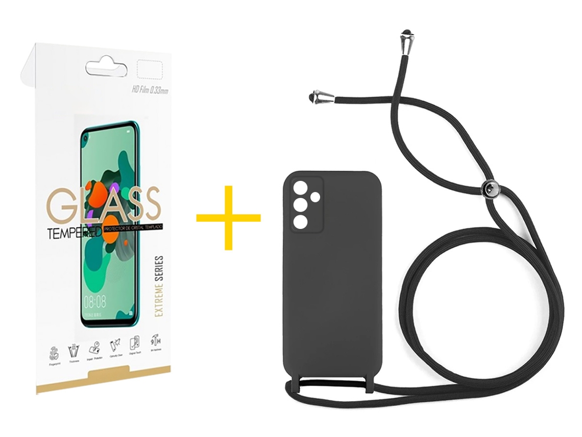 Pack 1 x Película de Vidro Temperado 2.5D + Capa SKYHE Samsung Galaxy A26 5G Gel Rope Preto