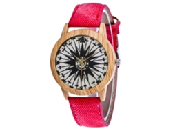 Relógio de Pulso Casual de Quartzo com Cinto de Vaqueiro Trendy Simples Padrão Vermelho