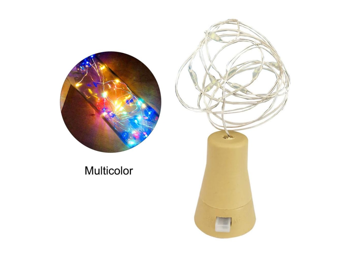 Cordão de Luz Solar em Garrafa de Vinho com 20 Leds Coloridos 2 Metros