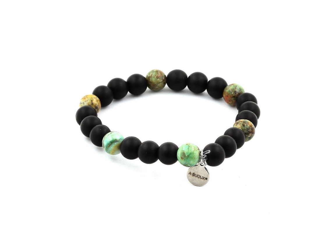 Pulseira De Contas De Ônix Preto Fosco E Turquesa Peruana De 8 Mm Nostalgia88