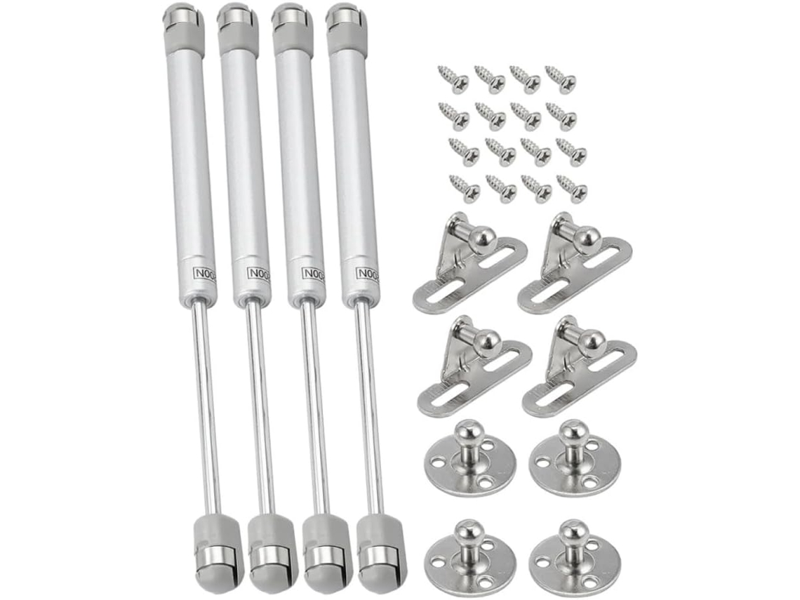 Conjunto De 4 Dobradiças Hidráulicas A Gás Prateadas Para Portas Armários Cozinha Com Design Retrátil E Deslizamento