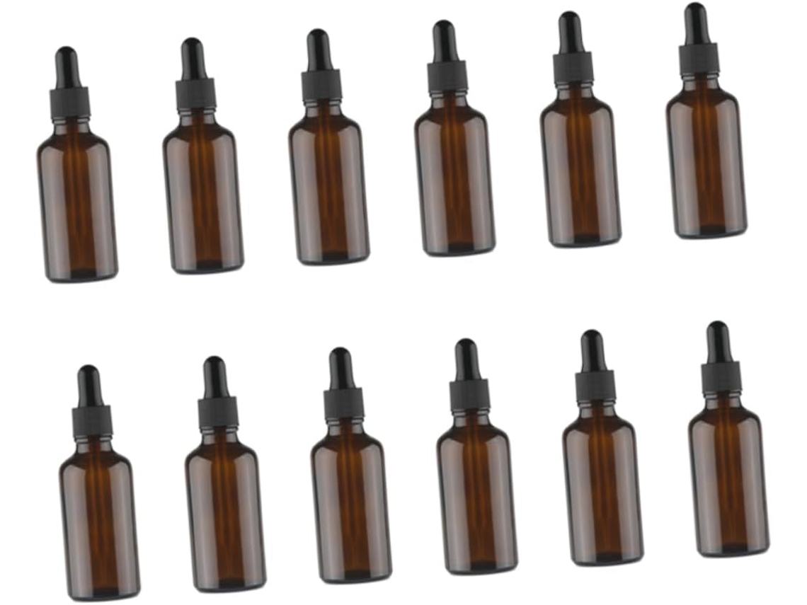 Conjunto De 12 Frascos De Vidro Recarregáveis Com Pipeta Para Óleos Essenciais.
