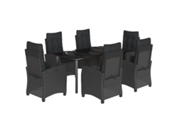 Conjunto de 7 Jantar para Jardim com Almofadões Vime Pe Preto MAISON EXCLUSIVE