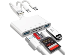 Adaptador Usb Otg 5 Em 1 Para Cartões De Memória Sd, Compatível Com Iphone/ipad E Dispositivos Usb-c E Usb-a.