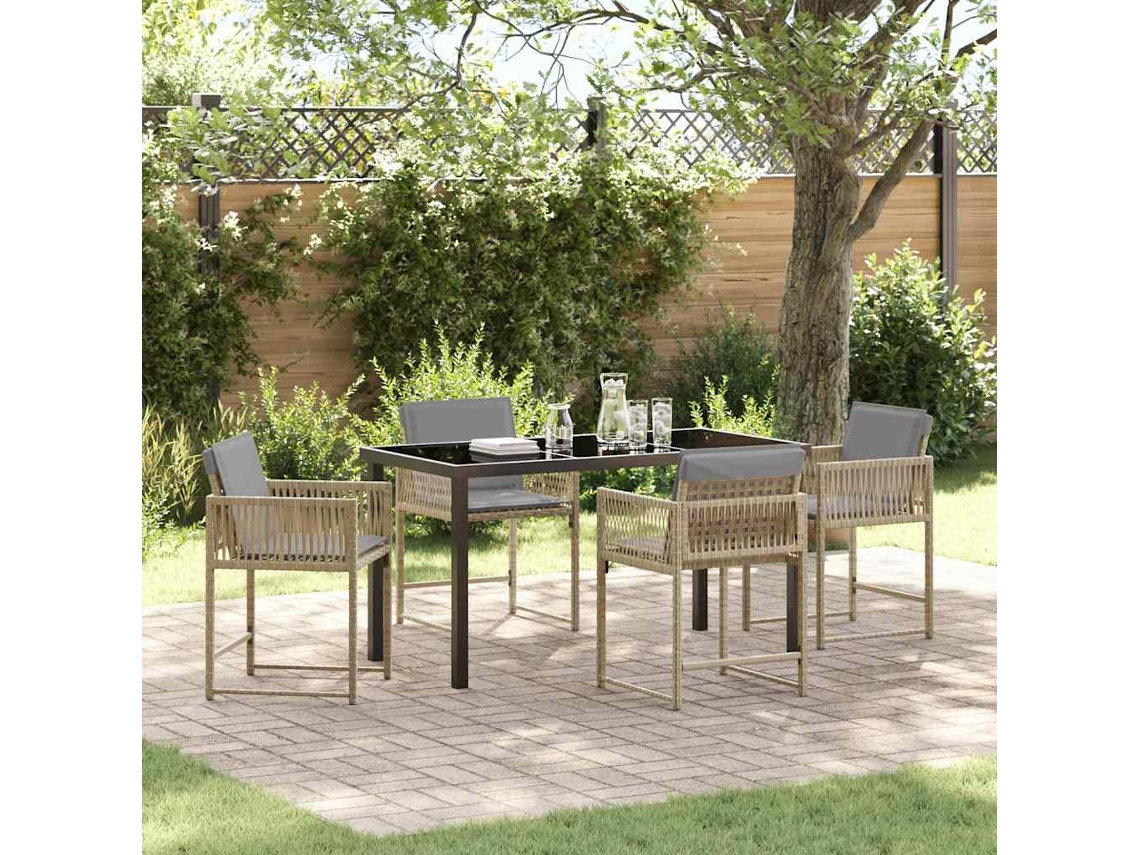 Vidaxl Conjunto De Jantar Para Jardim 5 Unid. Bege Vime Pe