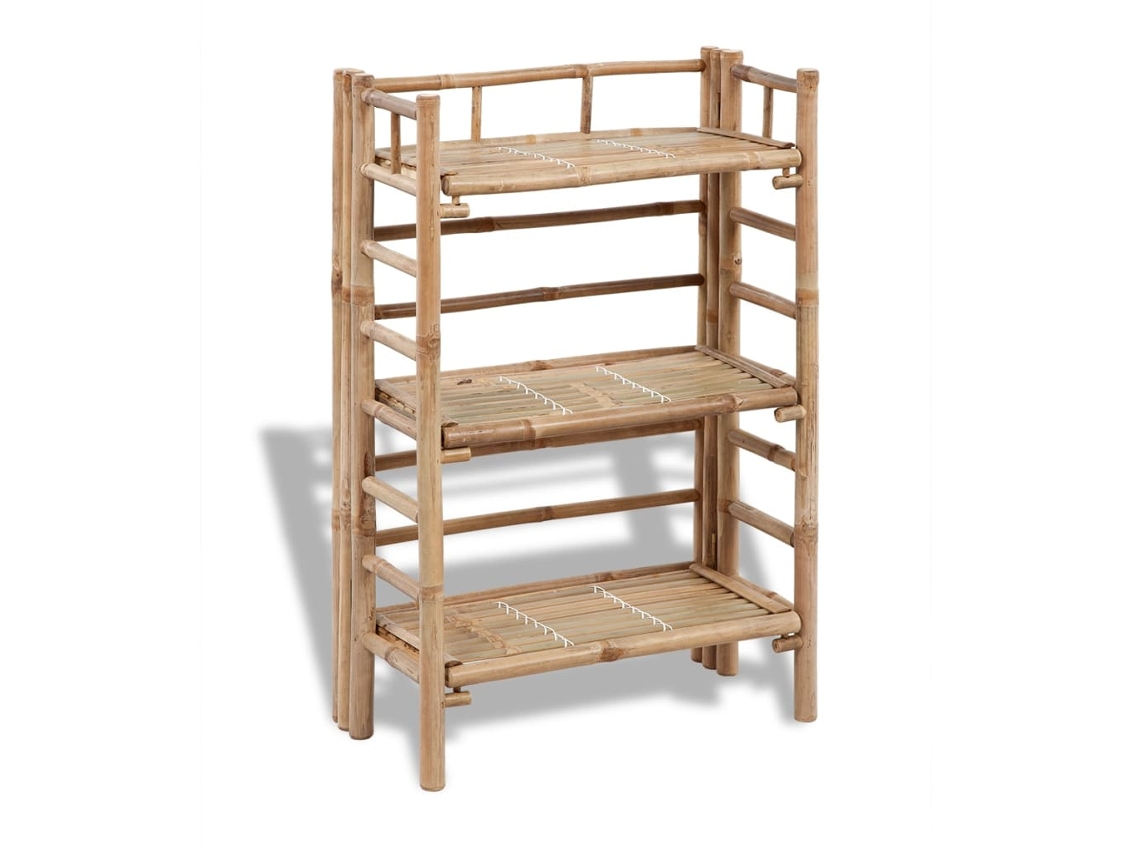 Rack Para Plantas Em Bambu 3 Níveis