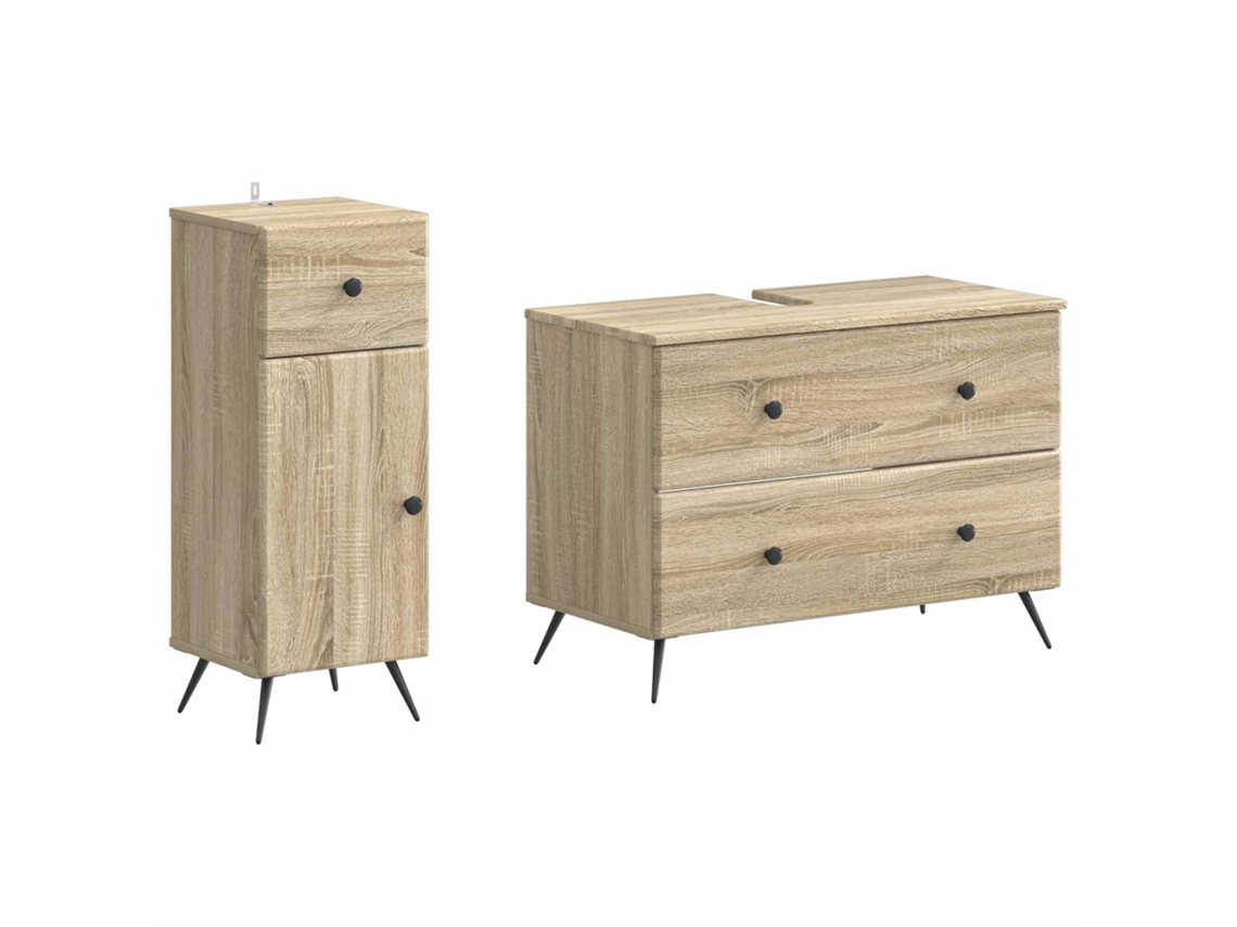 Vidaxl Conjunto De Armário De Banheiro Com 2 Peças Breda