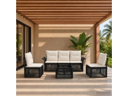 Vidaxl Conjunto De Sofá De Jardim 6 Unid. Preto Vime Pe