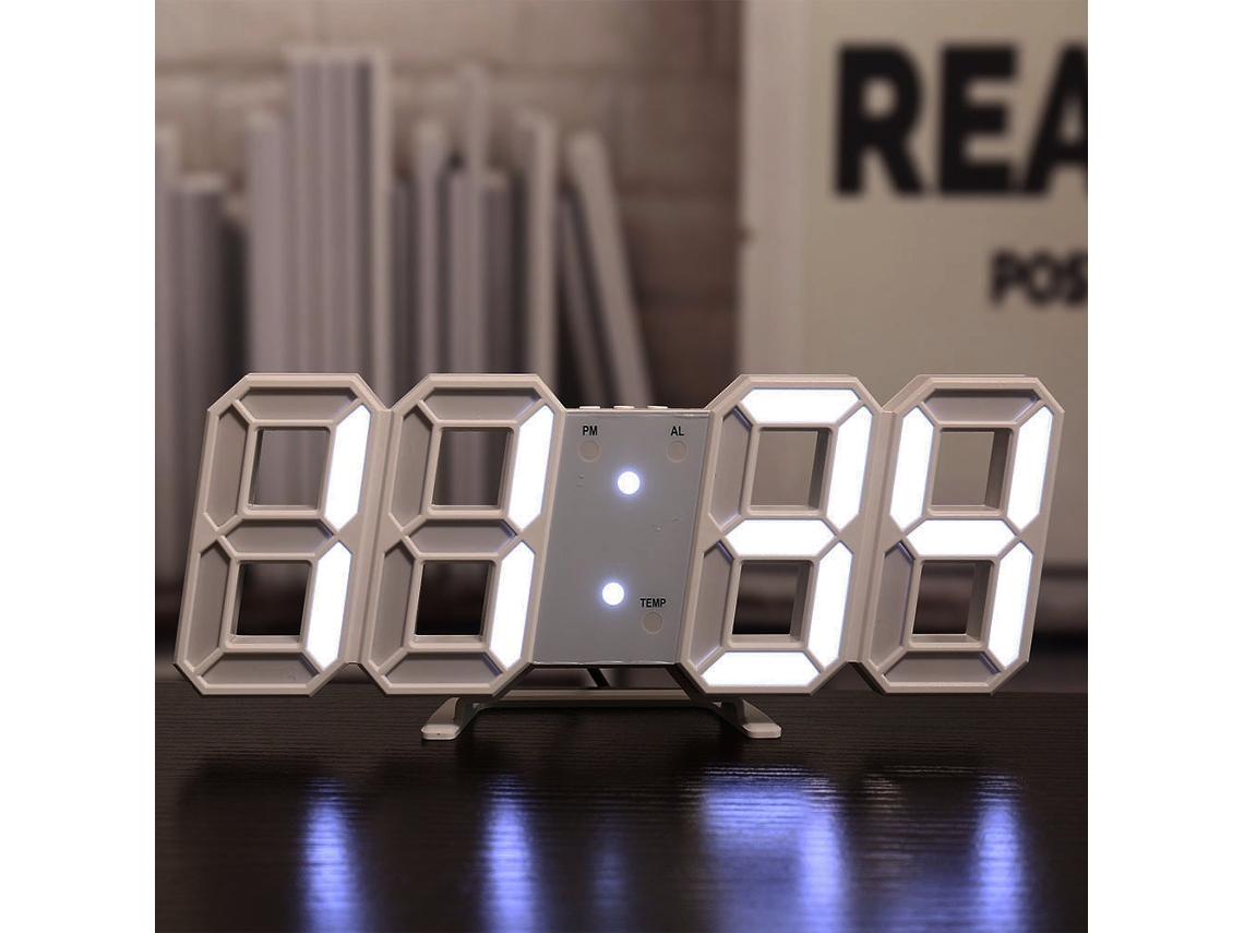 Relógio Eletrônico 3d Estéreo Com Alarme Led E Termômetro (pacote 1 Unidade) -aquaforge