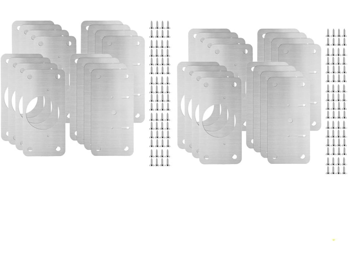 Kit De Reparo Dobradiças Com Painel E Placa Furos Montagem Em Aço Inoxidável Prateado 1 2 4 8 16 Unidades