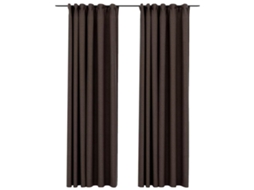 Cortinas Opacas Asp. Linho + Ganchos 2pcs 140x225cm Cinza acas. MAISON EXCLUSIVE
