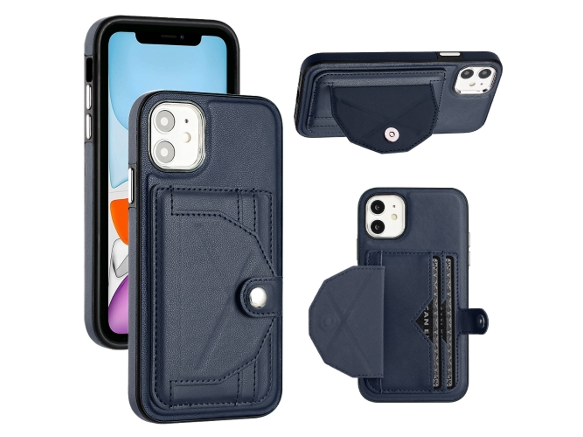 Capa Mobile Phone Cases Shockproof With Card para iPhone 11 Pele Castanho