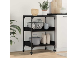 Vidaxl Carrinho De Cozinha Carvalho Preto 60 X 41 X 80.5 Cm
