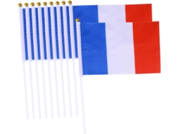 Bandeirinhas Francesas Pequenas Para Eventos E Jogos Esportivos, Tamanho 14 X 21 Cm, Poliéster Resistente, Pacote Com 10 Unidades Gokoco