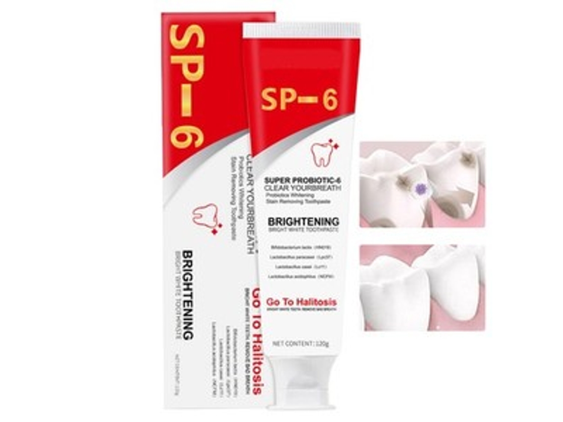 120g Novo Creme Dental Probiótico Sp 6 Clareador Dental Higiene Oral Limpeza Fresca Pão Zeuxo