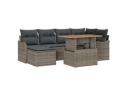 Conjunto 7 Conjunto De Jardim Vidaxl Cinzento Vime Pe (100 X 55 X 73 Cm)