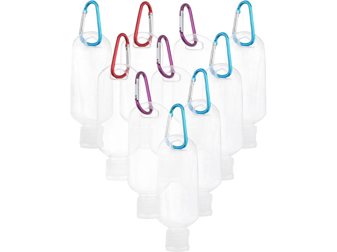 Nuobesty Pacote Com 10 Frascos De Plástico Flexível De 50ml Com Mosquetão, Frascos Para Viagem