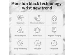 Relógio Inteligente Pulseira Bluetooth, Monitora Frequência Cardíaca, Sono, Ip67, Esportiva. EOOCOO