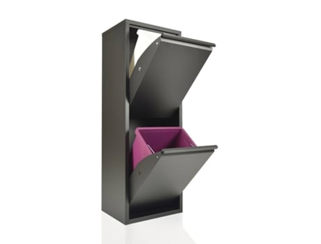 Lixeira Ecopatty para Separação de Resíduos 2 Baldes 30 Litros Preta Gabinete de Metal Que Economiza Espaço Interno/Externo STARMART ITALY