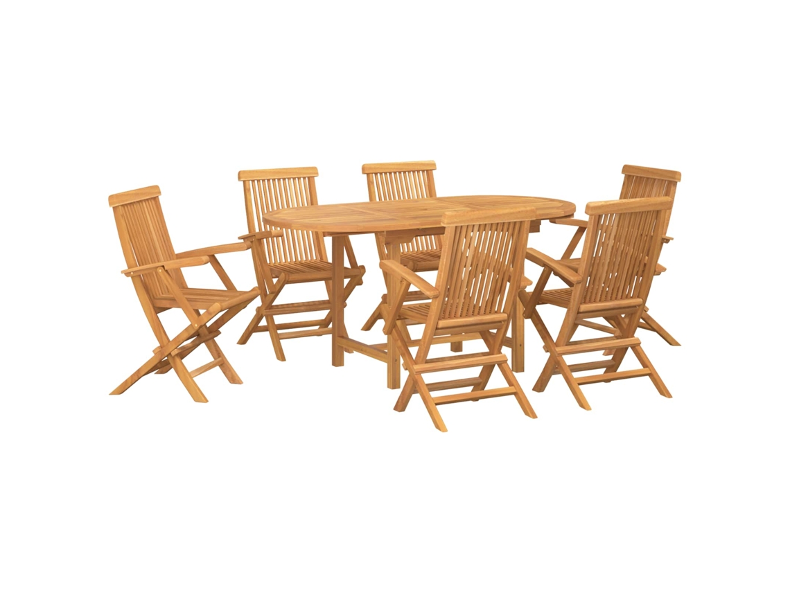 Vidaxl Conjunto De Jantar Para Jardim 7 Unid. Castanho