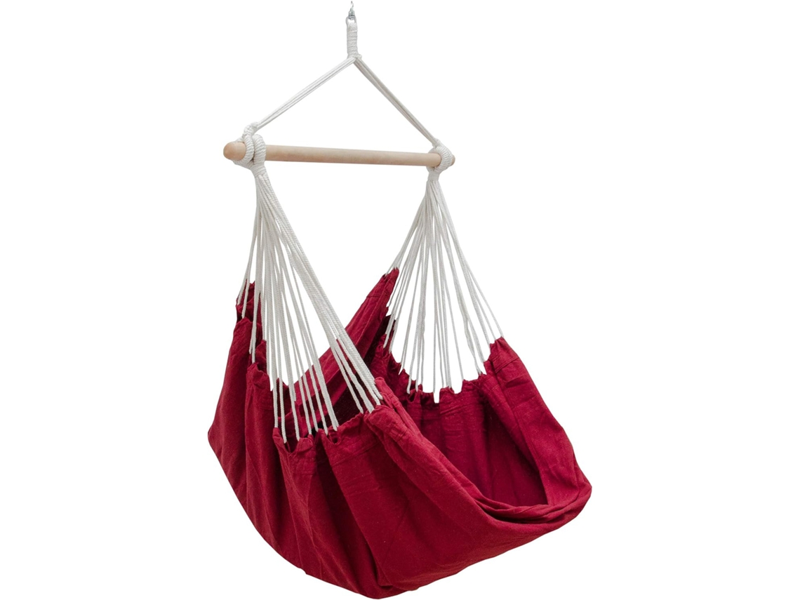 Cadeira Suspensa para Sentar 2 Pessoas Rede 185X130Cm 150Kg Cadeira de Balanço Balanço 100% Algodão Vermelho Borgonha AMANKA
