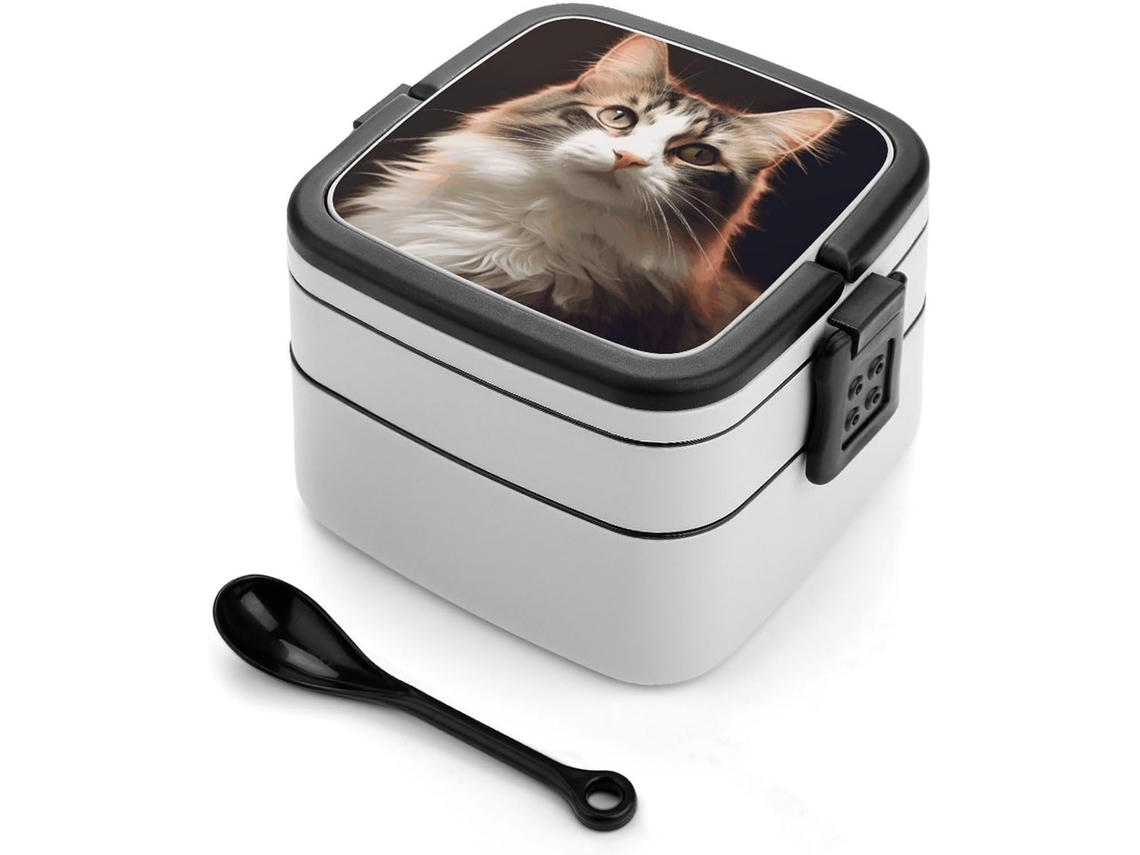 Marmita Japonesa Cat Bento Box Com Duas Camadas, Ideal Para Mulheres E Homens, Perfeita Para Atividades Ao Ar Livre E