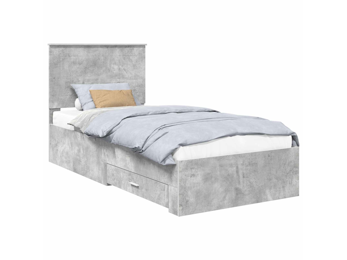 Conjunto de 2 Estruturas da Cama Cinzenta em Madeira Processada 90x190 cm MAISON EXCLUSIVE
