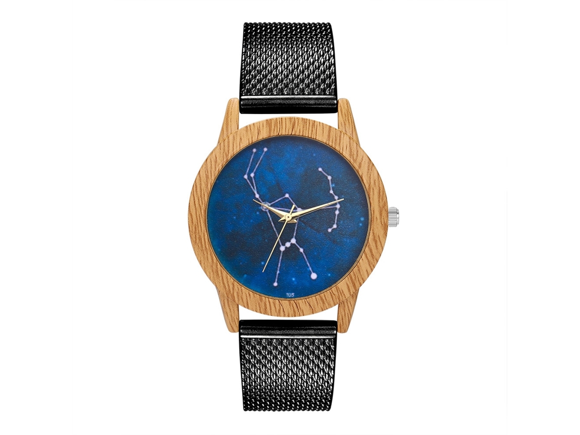 Reloj De Pulsera De Cuarzo Unisex Con Correa De Malla Dial Redondo Zhoulianfa Negro