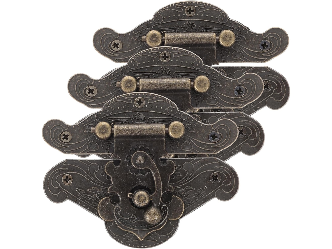 Conjunto de 3 peças em madeira Argola vintage na liga Zinco, ideal para gavetas e guarda-roupas.