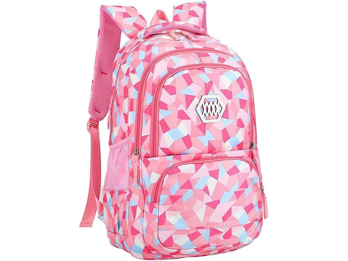 Mochila Escolar Geométrica Rosa | S/MARCA