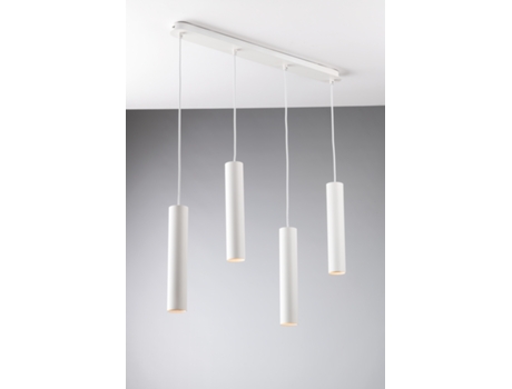 Suspensão Fluke com Quatro Luzes em Metal Branco