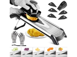 Mandolina Profissional De Cozinha, Aço Inoxidável, 5 Lâminas Em Formato De V, Para Fatiar E Cortar Em Julienne