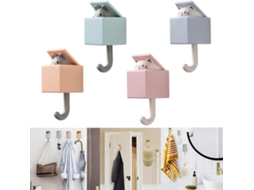 Conjunto de 4 ganchos adesivos criativos e macios em formato de gato, práticos e resistentes para pendurar roupas e chapéus. DUREFORWARD