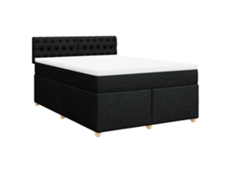 Cama com Molas/colchão 160x200 Cm Tecido Preto MAISON EXCLUSIVE