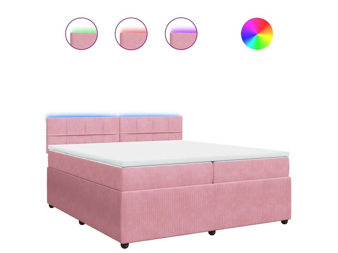 Cama com Molas/colchão 200x200 Cm Veludo Rosa MAISON EXCLUSIVE