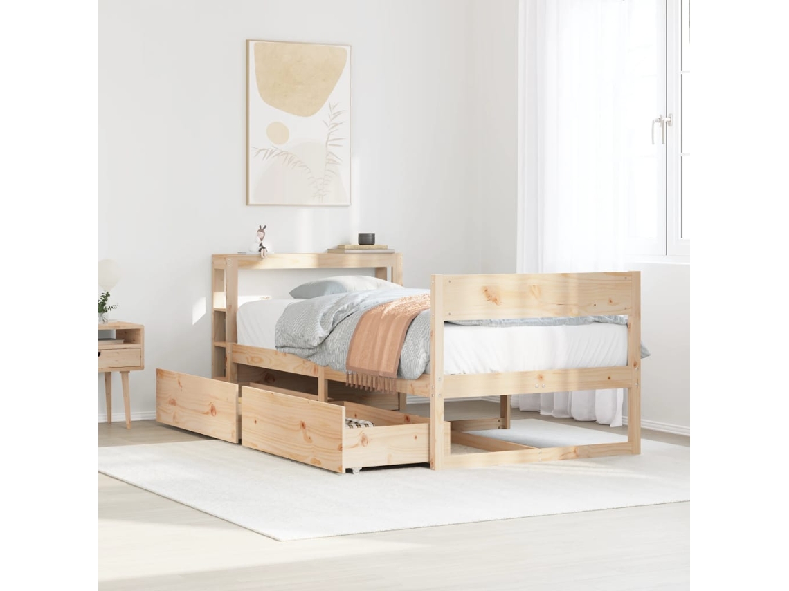 Vidaxl Cama Sem Colchão 90x200 Cm Madeira De Pinho Maciça