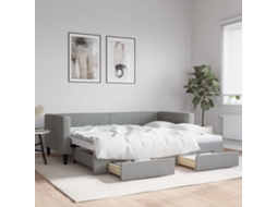 Vidaxl Sofá-cama C/ Gavetão E Gavetas 100x190 Cm Tecido Cinzento-claro