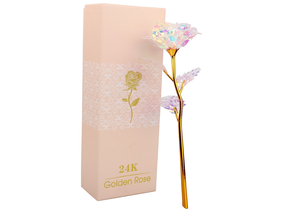 Flor de Rosa Artificial Colorida 24k Presente Único para Datas Especiais LAXISCREED