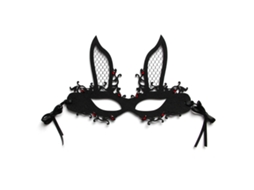 Máscara De Máscaras Com Orelhas De Coelho, Design Gótico Strass Detalhando A Meia Máscara Facial Para Acessórios Para Figurinos, Desgaste Confortável