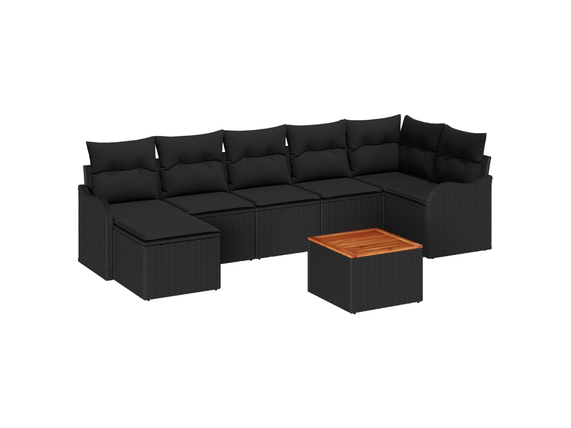 Conjunto 8 Conjunto De Sofá Modular Vidaxl Preto Vime Pe (55 X 55 X 37 Cm)