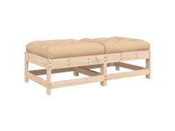 Conjunto 2 Apoios de pés p/ jardim c/ almofadões VIDAXL pinho maciço